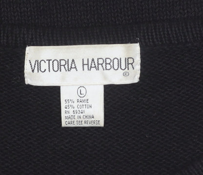 Victoria Harbour Womens Black L Beaded Knit Jumper Vintage Pullover