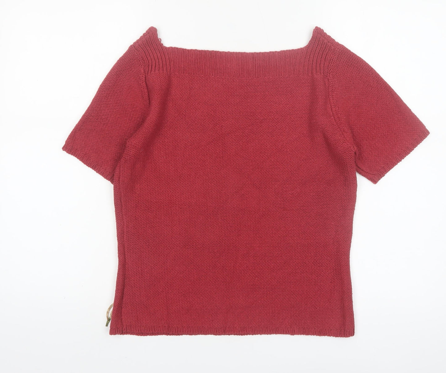 Susan Bristol Women's Red Silk Linen Knit Short Sleeve Blouse S