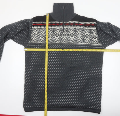 Maier Sports Men’s Grey Fair Isle Wool Blend 1/2 Zip Jumper 2XL