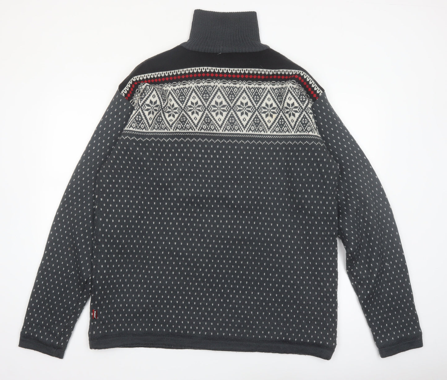 Maier Sports Men’s Grey Fair Isle Wool Blend 1/2 Zip Jumper 2XL