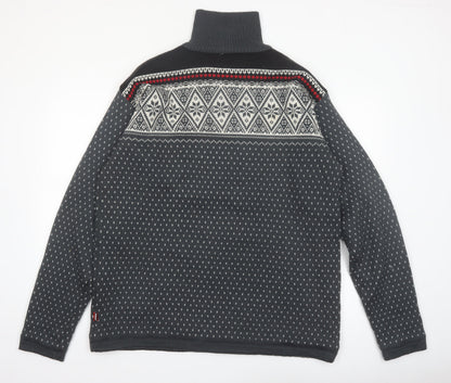 Maier Sports Men’s Grey Fair Isle Wool Blend 1/2 Zip Jumper 2XL