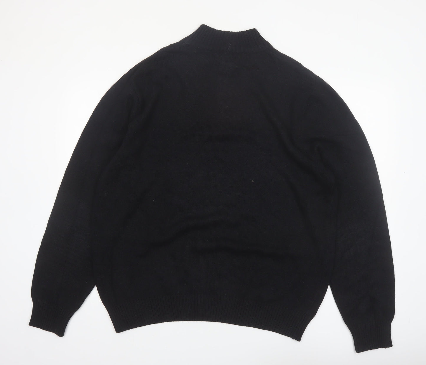 Geoffrey Beene Men's Black Argyle 1/2 Zip Cotton Jumper XL