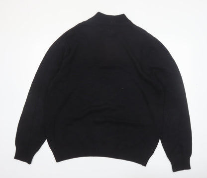 Geoffrey Beene Men's Black Argyle 1/2 Zip Cotton Jumper XL