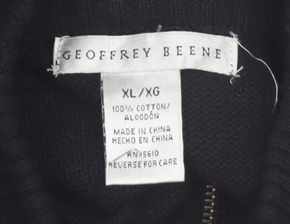Geoffrey Beene Men's Black Argyle 1/2 Zip Cotton Jumper XL