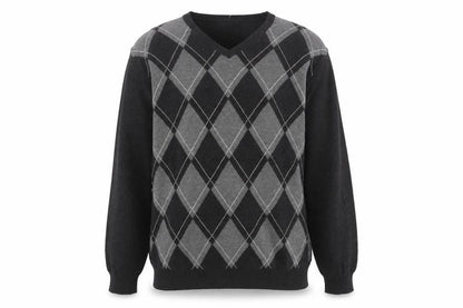 IZOD Men's Grey Argyle V-Neck Cotton Jumper XL