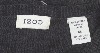 IZOD Men's Grey Argyle V-Neck Cotton Jumper XL