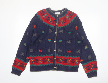 Portraits by Northern Isles Women's Blue Fair Isle Cardigan S Knit Jumper