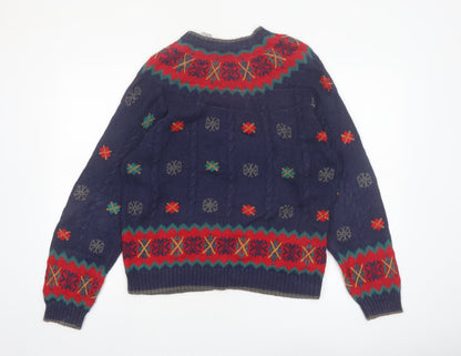 Portraits by Northern Isles Women's Blue Fair Isle Cardigan S Knit Jumper