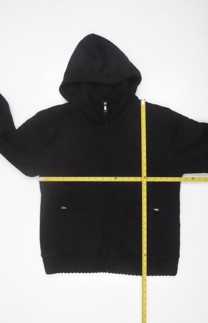 Royal Falcon Men's Black Wool Blend Hooded Full Zip Jumper L