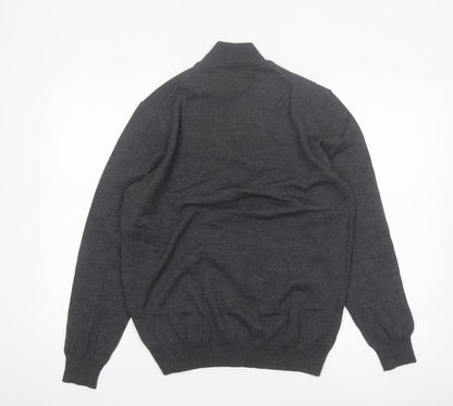 Black Brown 1826 Men's Grey Merino Wool Roll Neck Jumper M
