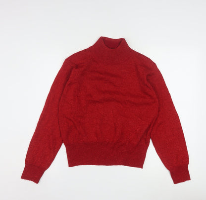 Dressbarn Women Red Roll Neck Pullover Jumper Size S Long Sleeve Knit