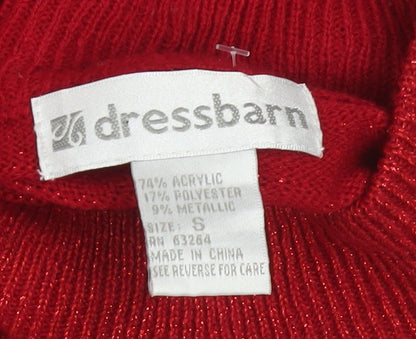 Dressbarn Women Red Roll Neck Pullover Jumper Size S Long Sleeve Knit