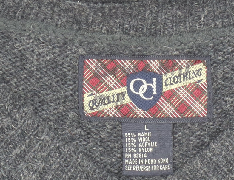 OCI Quality Clothing Men’s Grey Fair Isle Wool Knit Sleeveless Vest L