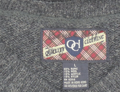 OCI Quality Clothing Men’s Grey Fair Isle Wool Knit Sleeveless Vest L
