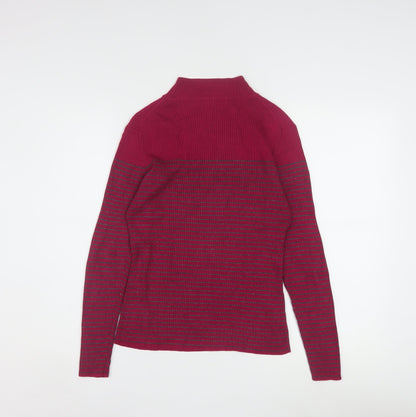 Petite Sophisticate Women Red Striped Mock Neck Knit Jumper S Petite