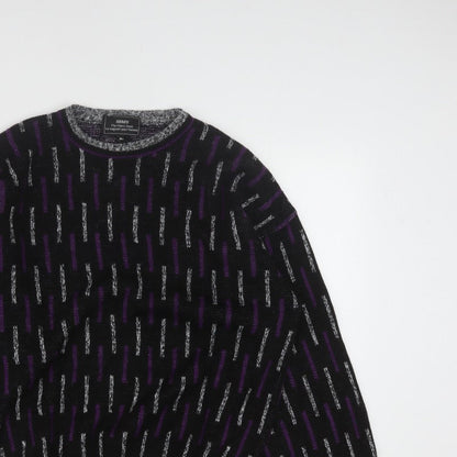 Sears Men’s Black Purple Geometric Knit Pullover Jumper M