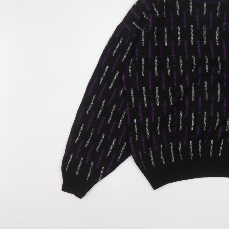 Sears Men’s Black Purple Geometric Knit Pullover Jumper M