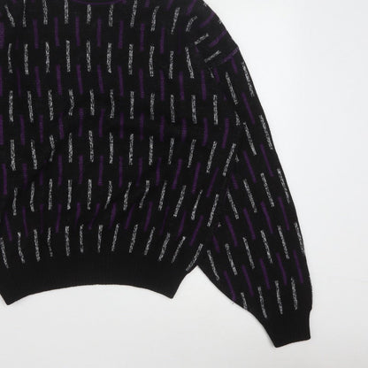 Sears Men’s Black Purple Geometric Knit Pullover Jumper M