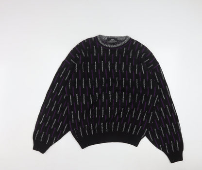 Sears Men’s Black Purple Geometric Knit Pullover Jumper M