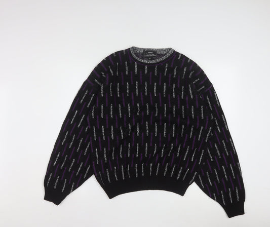 Back view of Sears Men’s Black Purple Geometric Knit jumper M
