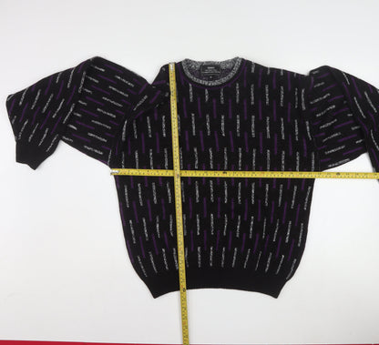 Sears Men’s Black Purple Geometric Knit Pullover Jumper M