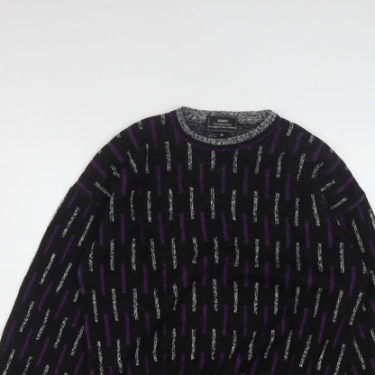 Sears Men’s Black Purple Geometric Knit Pullover Jumper M
