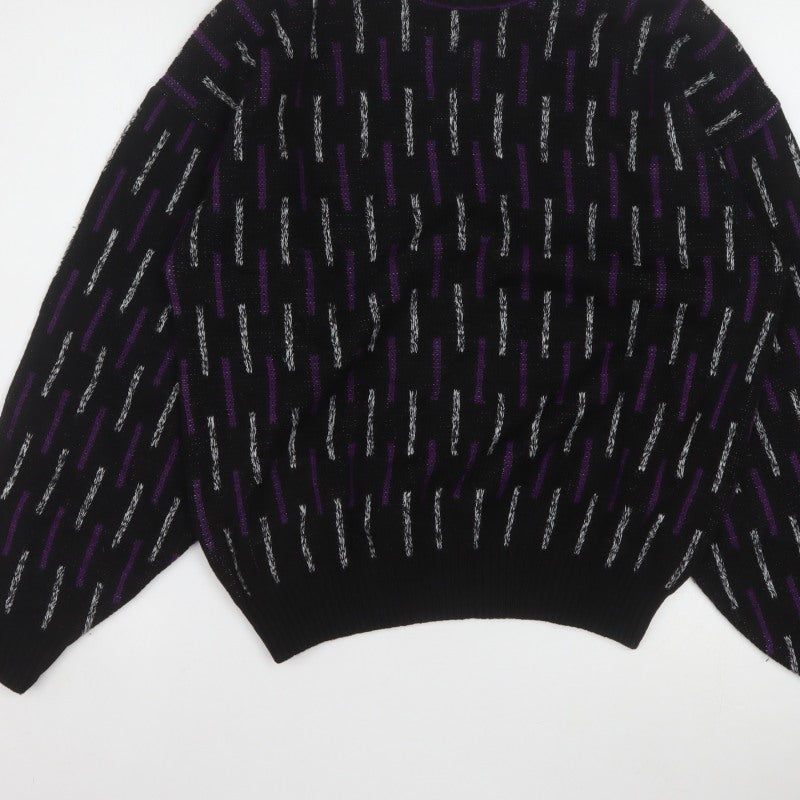 Sears Men’s Black Purple Geometric Knit Pullover Jumper M