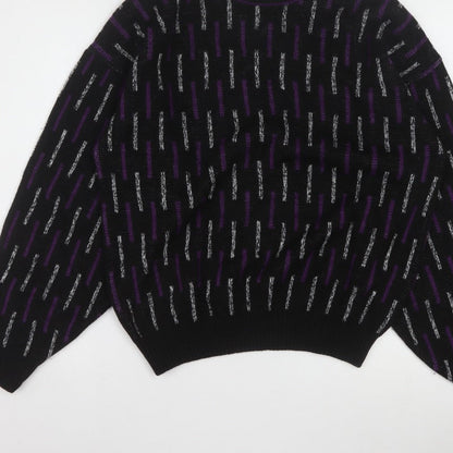 Sears Men’s Black Purple Geometric Knit Pullover Jumper M