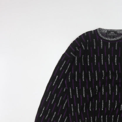 Sears Men’s Black Purple Geometric Knit Pullover Jumper M