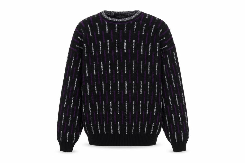 Sears Men’s Black Purple Geometric Knit Pullover Jumper M