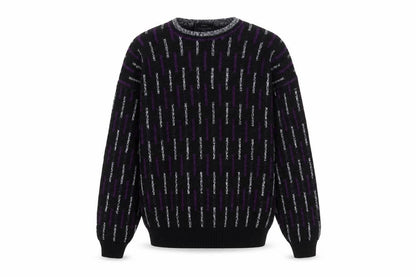 Sears Men’s Black Purple Geometric Knit Pullover Jumper M