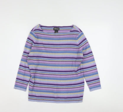 NY & CO Women’s Multicoloured Striped Boat Neck Knit Jumper L