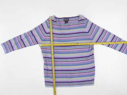 NY & CO Women’s Multicoloured Striped Boat Neck Knit Jumper L