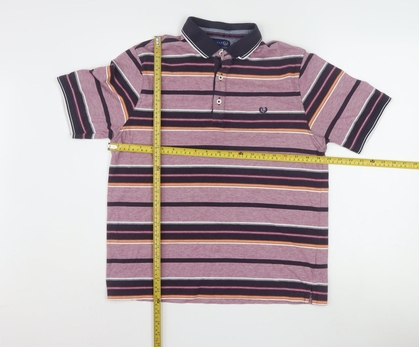 Lincoln Men's Multicoloured Striped Cotton Polo Shirt Size M