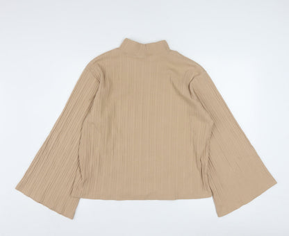 Nike Women’s Beige Ribbed Mock Neck Long Sleeve Top Size M
