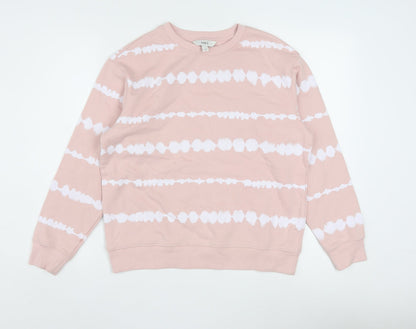 Marks and Spencer Womens Pink Tie Dye Cotton Crew Neck Sweatshirt S