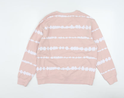 Marks and Spencer Womens Pink Tie Dye Cotton Crew Neck Sweatshirt S