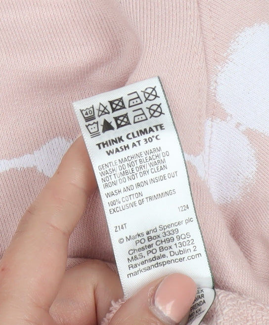 Marks and Spencer Womens Pink Tie Dye Cotton Crew Neck Sweatshirt S