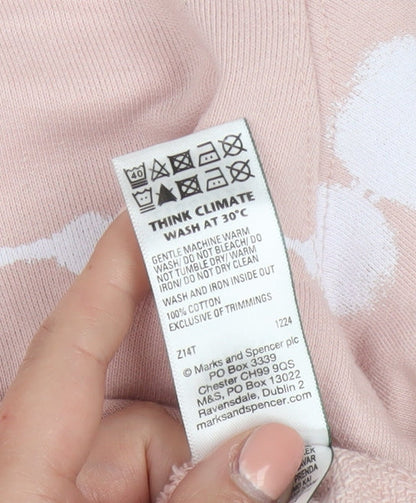 Marks and Spencer Womens Pink Tie Dye Cotton Crew Neck Sweatshirt S