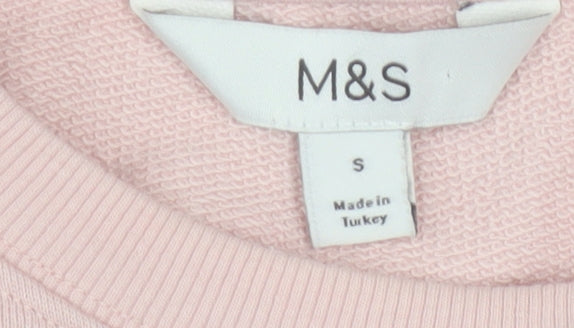 Marks and Spencer Womens Pink Tie Dye Cotton Crew Neck Sweatshirt S