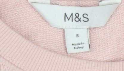Marks and Spencer Womens Pink Tie Dye Cotton Crew Neck Sweatshirt S