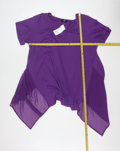 Women's Purple Tunic Blouse Size 16 Short Sleeve Viscose Blend