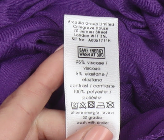 Women's Purple Tunic Blouse Size 16 Short Sleeve Viscose Blend
