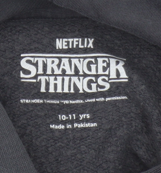 Marks and Spencer Boys Grey Stranger Things Pullover Hoodie 10-11 Years