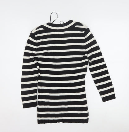Jessica Women’s Black Stripe V-Neck Petite Jumper Size 8