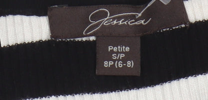 Jessica Women’s Black Stripe V-Neck Petite Jumper Size 8