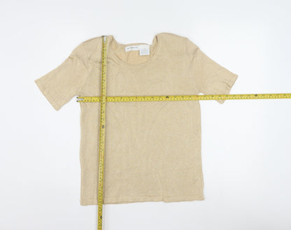 Liz Claiborne Women’s Beige Metallic Rayon Short Sleeve T-Shirt M