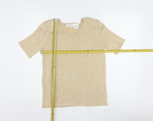 Liz Claiborne Women’s Beige Metallic Rayon Short Sleeve T-Shirt M