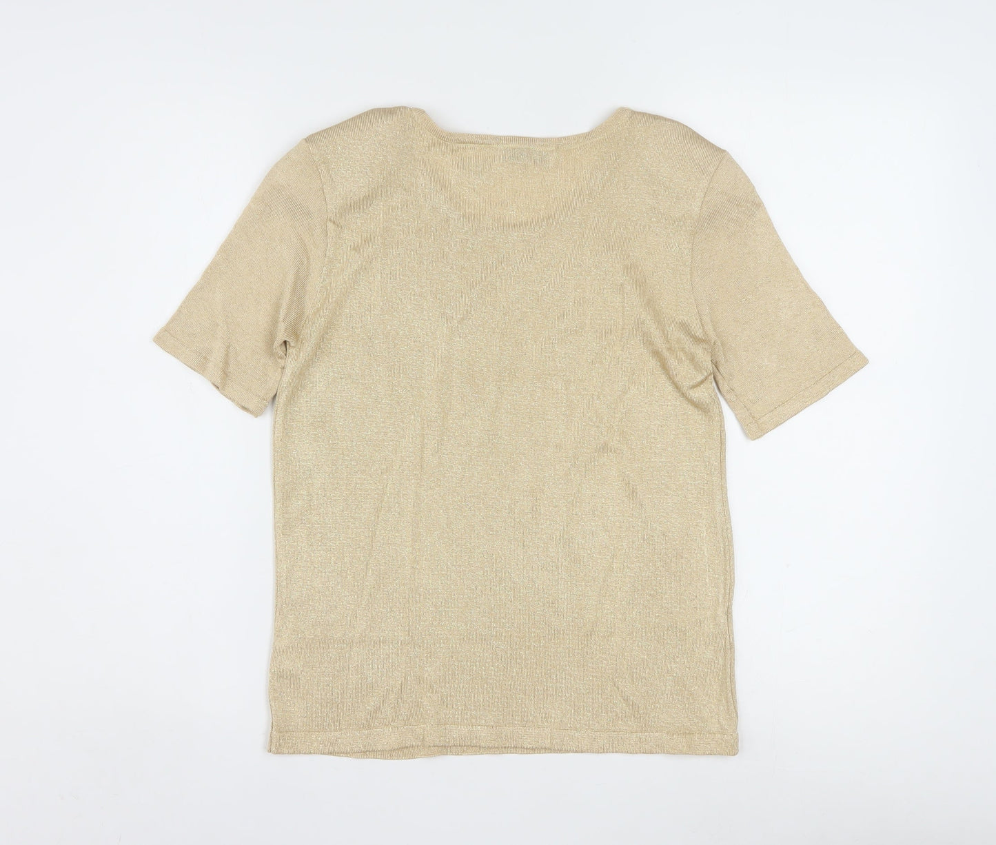 Liz Claiborne Women’s Beige Metallic Rayon Short Sleeve T-Shirt M