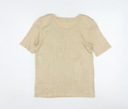 Liz Claiborne Women’s Beige Metallic Rayon Short Sleeve T-Shirt M